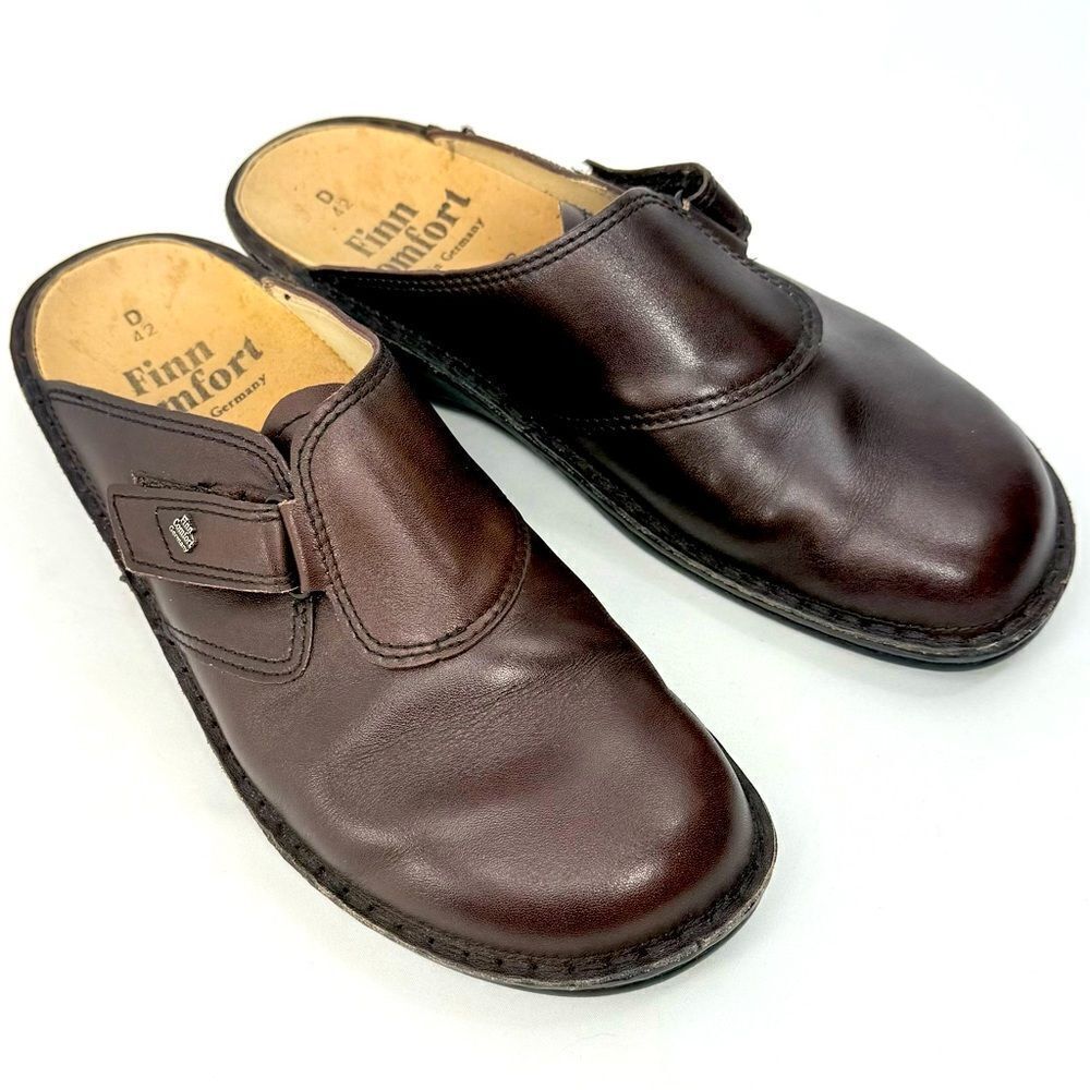 Finn Comfort Germany Brown Leather Closed Toe Comfort Slide Clog